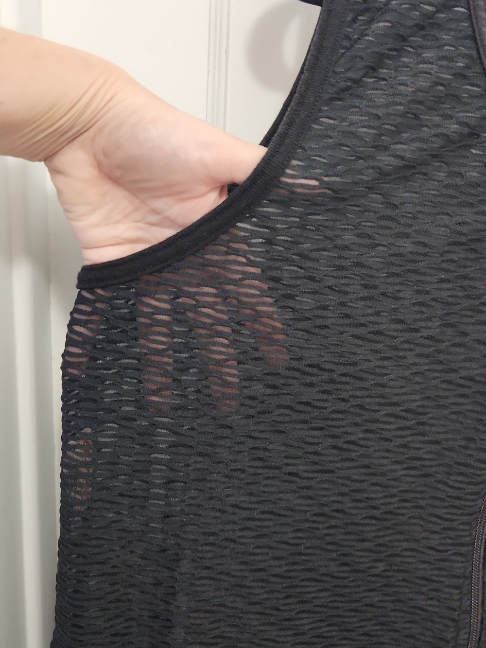 Black Sleeveless Sheer Zip Front Swim Coverup Size Large - Picture 4 of 8